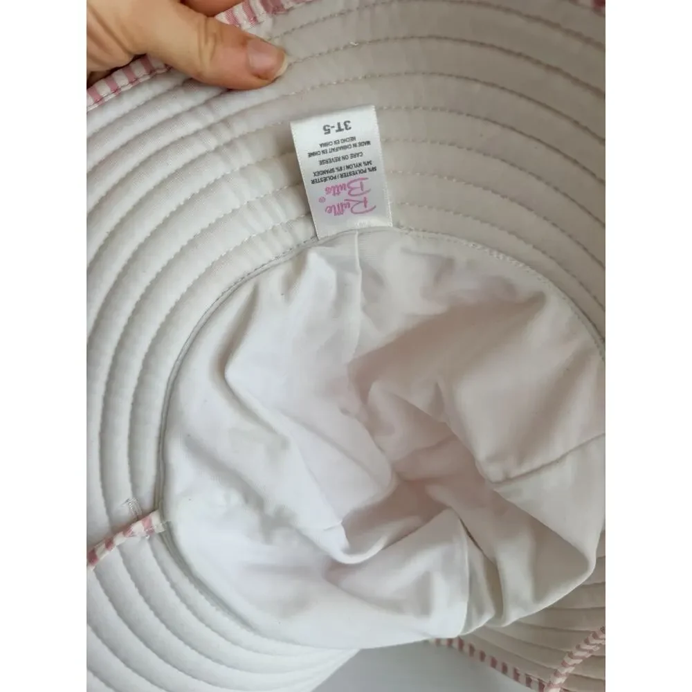 Ruffle Butts Rugged Butts Pink/White Child Sun Protective Hat Size 3T-5